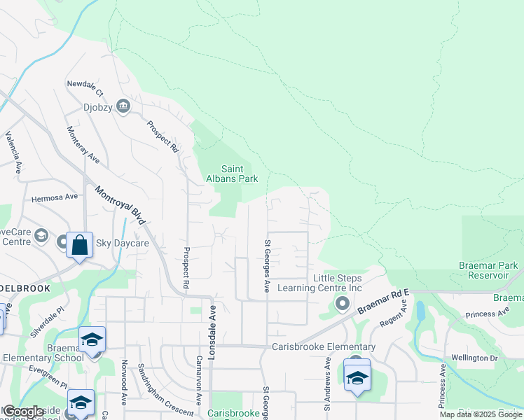 map of restaurants, bars, coffee shops, grocery stores, and more near 4275 Saint Georges Avenue in North Vancouver