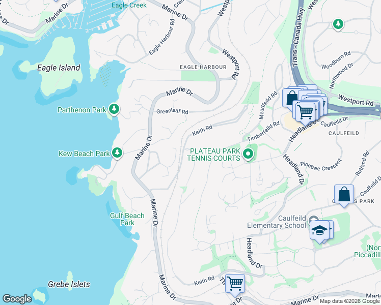 map of restaurants, bars, coffee shops, grocery stores, and more near 5379 Montiverdi Place in West Vancouver