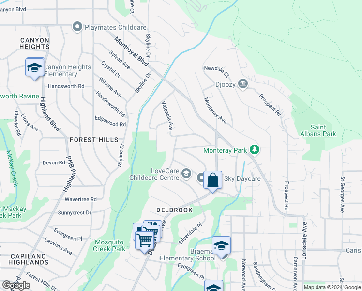 map of restaurants, bars, coffee shops, grocery stores, and more near 528 Hermosa Avenue in North Vancouver