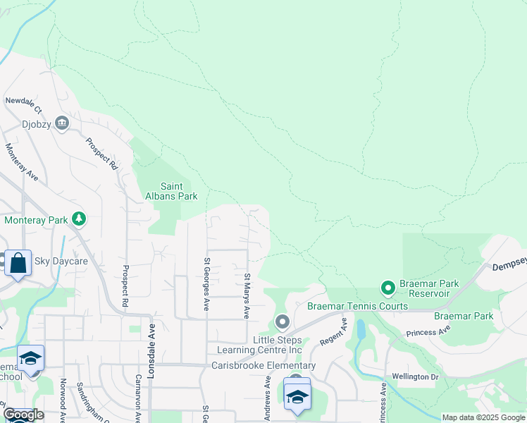 map of restaurants, bars, coffee shops, grocery stores, and more near 4350 Saint Marys Avenue in North Vancouver