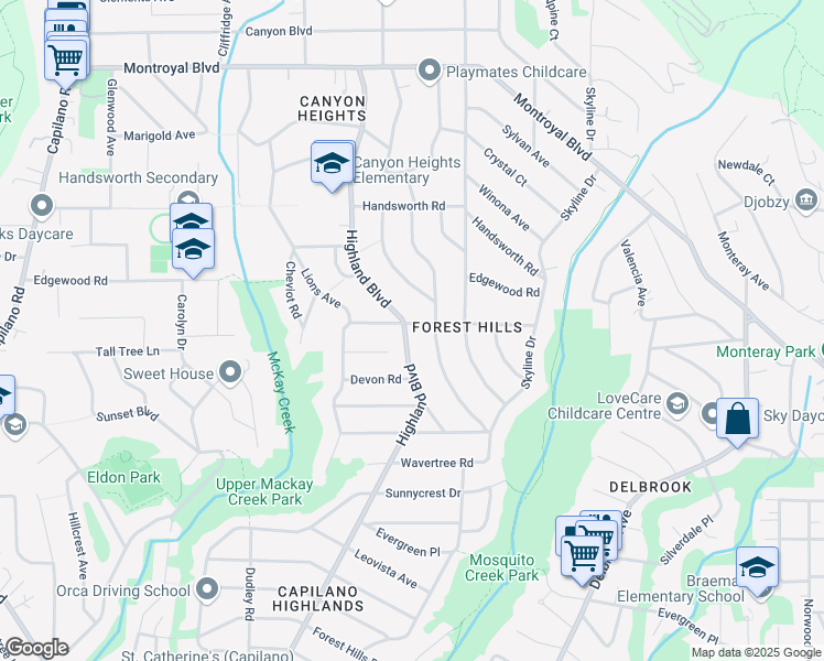 map of restaurants, bars, coffee shops, grocery stores, and more near 945 Tudor Avenue in North Vancouver