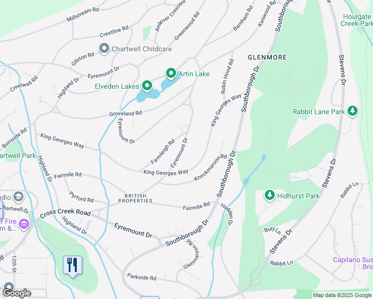 map of restaurants, bars, coffee shops, grocery stores, and more near 875 Eyremount Drive in West Vancouver