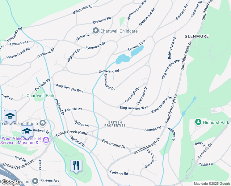 map of restaurants, bars, coffee shops, grocery stores, and more near 1028 Eyremount Drive in West Vancouver