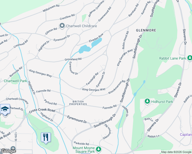 map of restaurants, bars, coffee shops, grocery stores, and more near 870 Farmleigh Road in West Vancouver