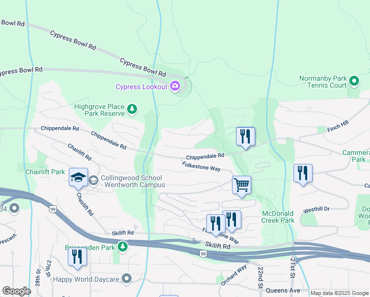 map of restaurants, bars, coffee shops, grocery stores, and more near 2420 Halston Ct in Greater Vancouver Regional District