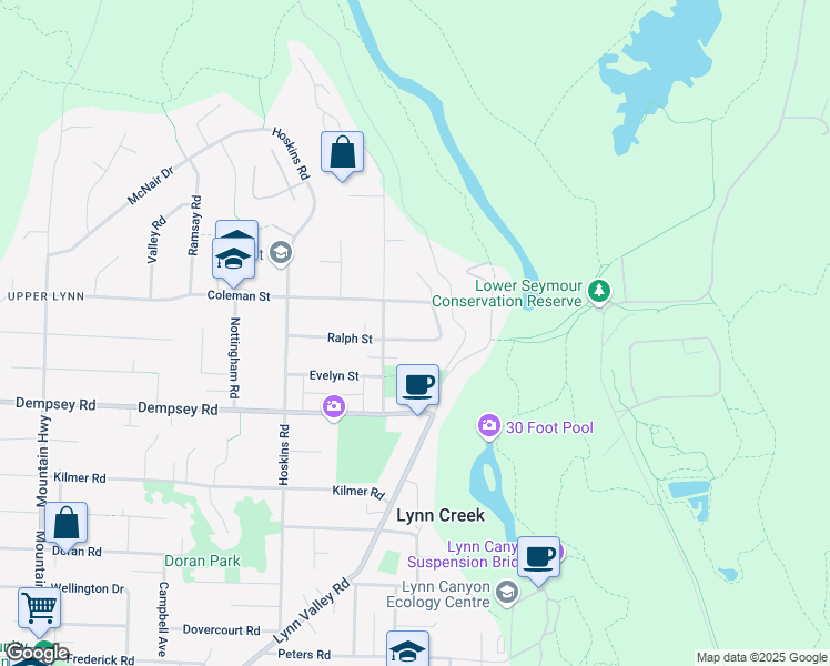 map of restaurants, bars, coffee shops, grocery stores, and more near 1744 Ralph Street in North Vancouver