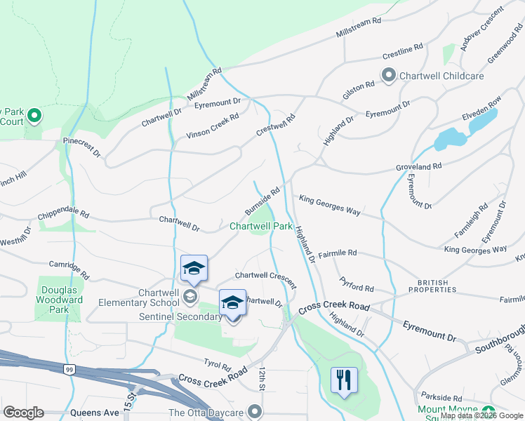 map of restaurants, bars, coffee shops, grocery stores, and more near in West Vancouver