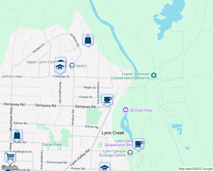 map of restaurants, bars, coffee shops, grocery stores, and more near 1744 Ralph Street in North Vancouver