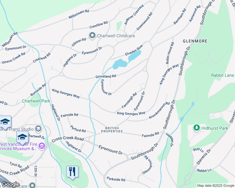 map of restaurants, bars, coffee shops, grocery stores, and more near 1022 Eyremount Drive in West Vancouver