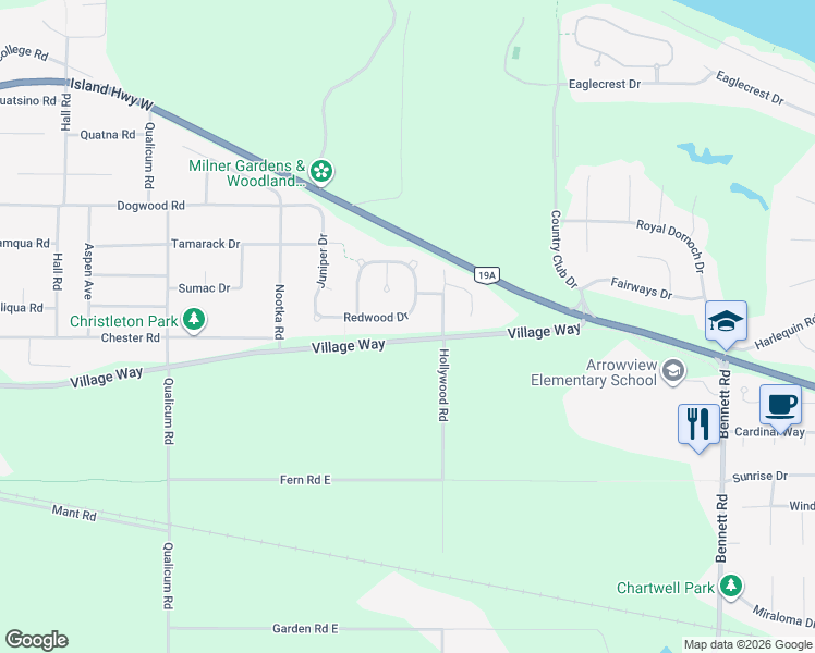 map of restaurants, bars, coffee shops, grocery stores, and more near 745 Redwood Drive in Qualicum Beach