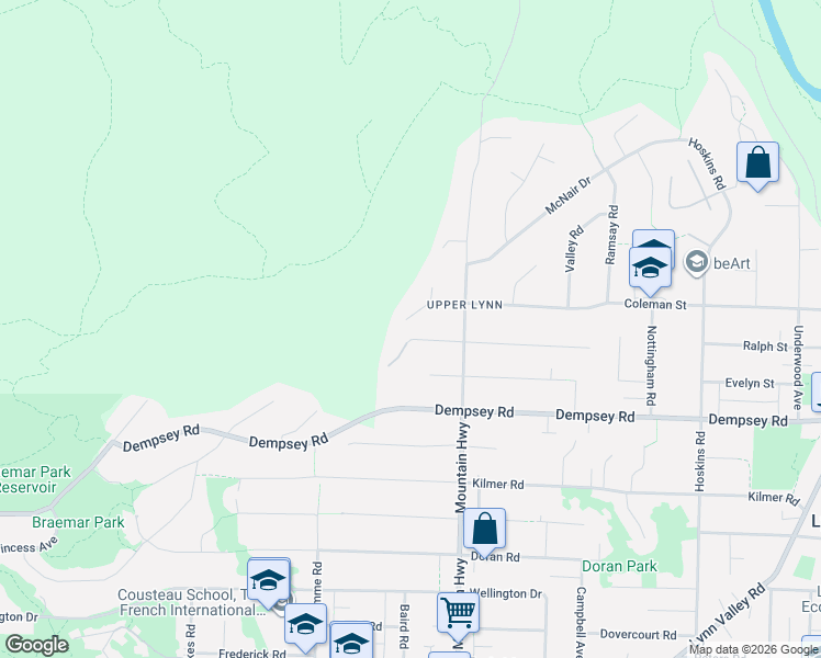 map of restaurants, bars, coffee shops, grocery stores, and more near 1241 Coleman Street in North Vancouver