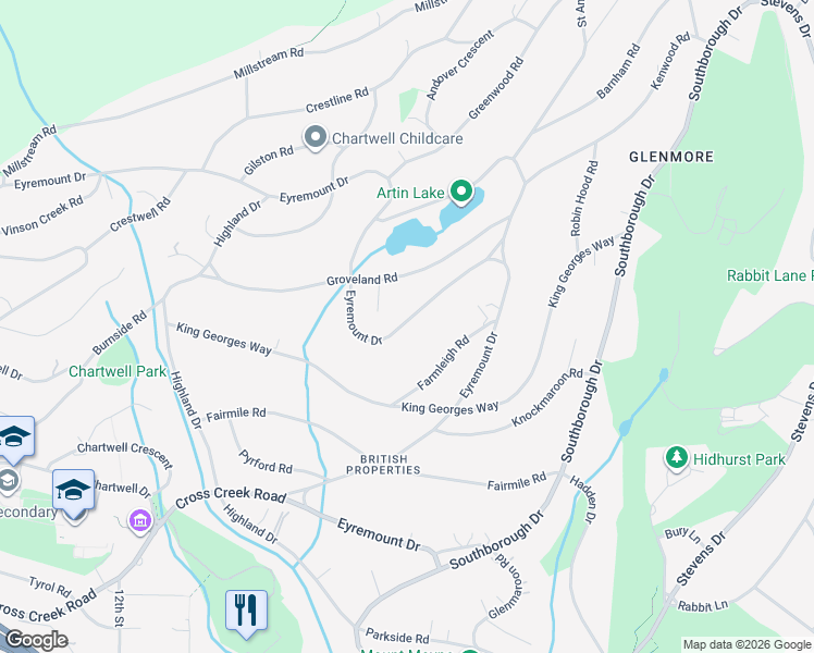 map of restaurants, bars, coffee shops, grocery stores, and more near 1020 Eyremount Drive in West Vancouver