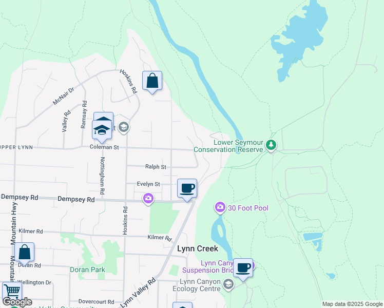 map of restaurants, bars, coffee shops, grocery stores, and more near 4455 Jerome Place in North Vancouver