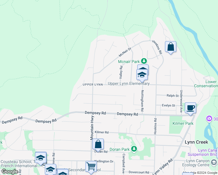 map of restaurants, bars, coffee shops, grocery stores, and more near 1391 Coleman Street in North Vancouver