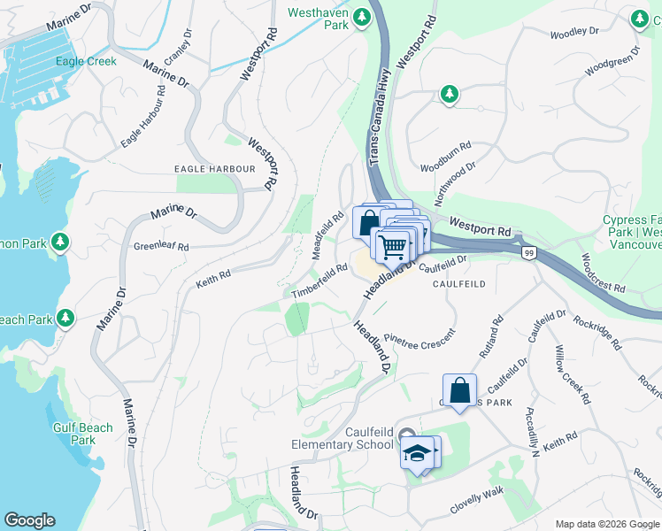 map of restaurants, bars, coffee shops, grocery stores, and more near in Vancouver