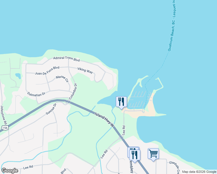 map of restaurants, bars, coffee shops, grocery stores, and more near 1784 Admiral Tryon Boulevard in Parksville