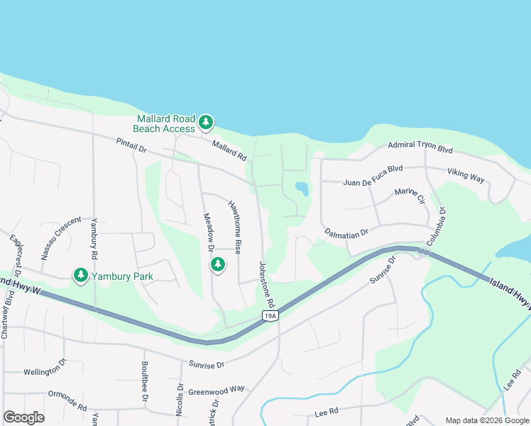 map of restaurants, bars, coffee shops, grocery stores, and more near 591 Johnstone Road in Parksville