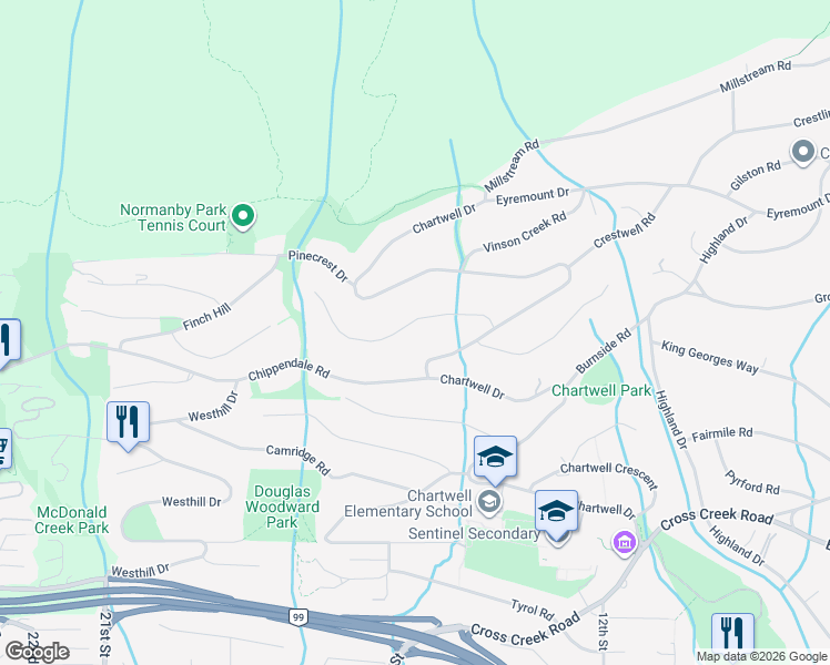 map of restaurants, bars, coffee shops, grocery stores, and more near 1430 Bramwell Road in West Vancouver