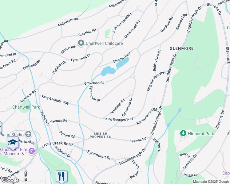 map of restaurants, bars, coffee shops, grocery stores, and more near 1002 Eyremount Drive in West Vancouver