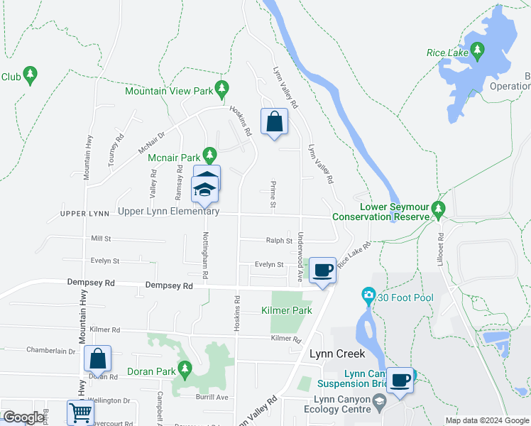 map of restaurants, bars, coffee shops, grocery stores, and more near 1652 Coleman Street in North Vancouver