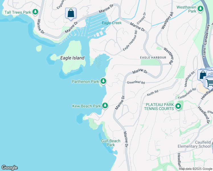 map of restaurants, bars, coffee shops, grocery stores, and more near 5530 Parthenon Place in West Vancouver