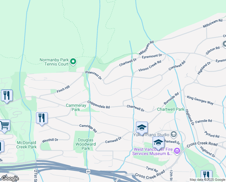 map of restaurants, bars, coffee shops, grocery stores, and more near 1437 Bramwell Road in West Vancouver