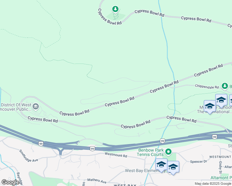 map of restaurants, bars, coffee shops, grocery stores, and more near 3952 Uplands Way in West Vancouver