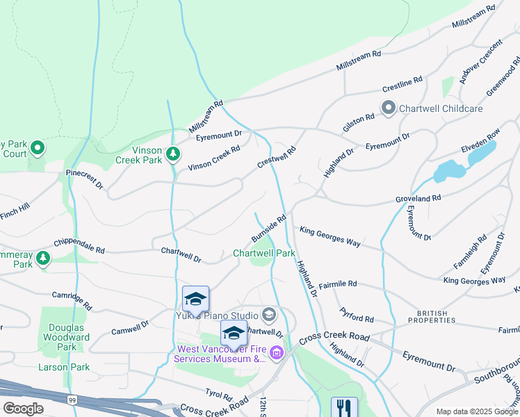 map of restaurants, bars, coffee shops, grocery stores, and more near 1436 Sandhurst Place in West Vancouver