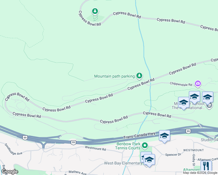 map of restaurants, bars, coffee shops, grocery stores, and more near 3963 Uplands Way in West Vancouver