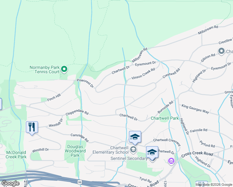 map of restaurants, bars, coffee shops, grocery stores, and more near 1425 Bramwell Road in West Vancouver