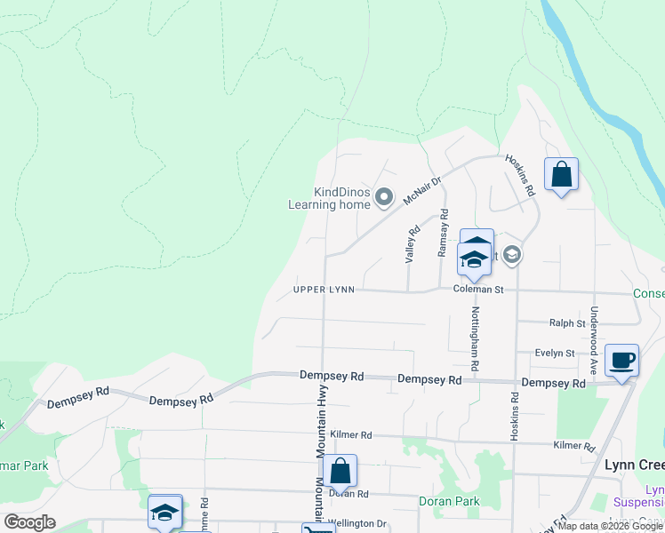 map of restaurants, bars, coffee shops, grocery stores, and more near 4540 Mountain Highway in North Vancouver
