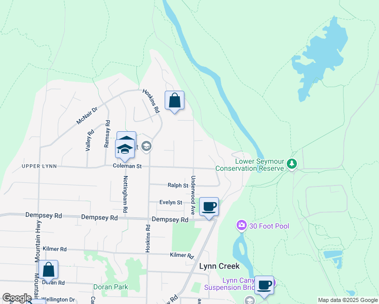 map of restaurants, bars, coffee shops, grocery stores, and more near 4559 Underwood Avenue in North Vancouver