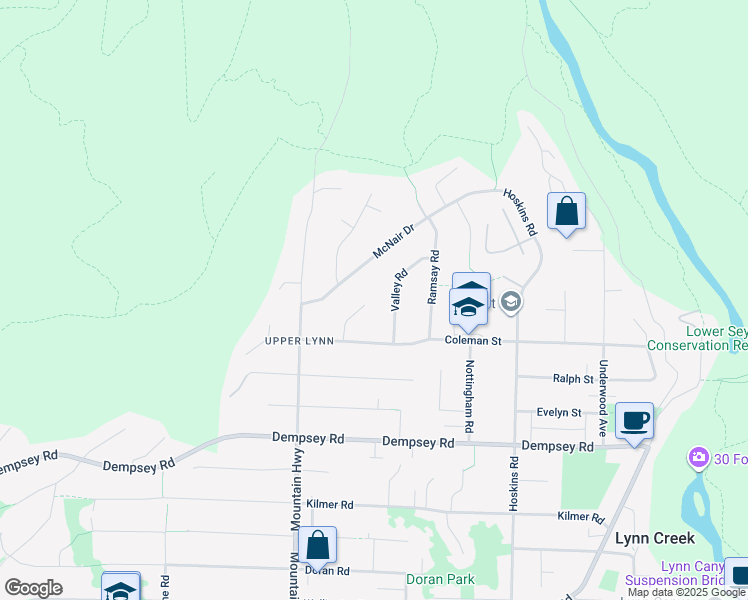 map of restaurants, bars, coffee shops, grocery stores, and more near 4598 Meadowbank Close in North Vancouver