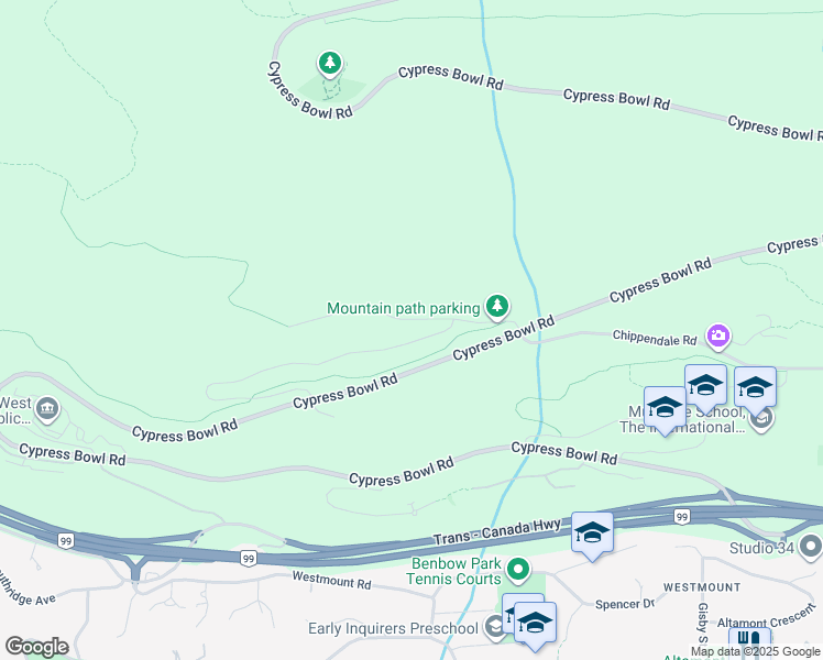 map of restaurants, bars, coffee shops, grocery stores, and more near 3963 Uplands Way in West Vancouver