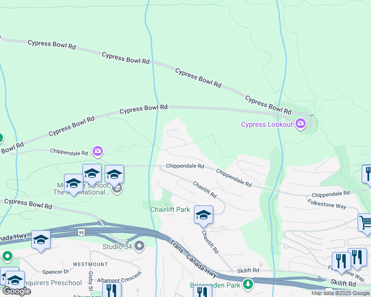 map of restaurants, bars, coffee shops, grocery stores, and more near 2766 Highview Place in West Vancouver