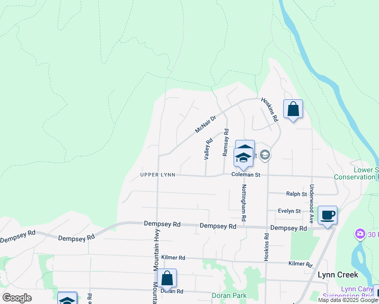 map of restaurants, bars, coffee shops, grocery stores, and more near 4577 Meadowbank Close in North Vancouver