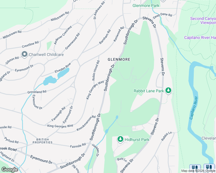 map of restaurants, bars, coffee shops, grocery stores, and more near 460 Southborough Drive in West Vancouver