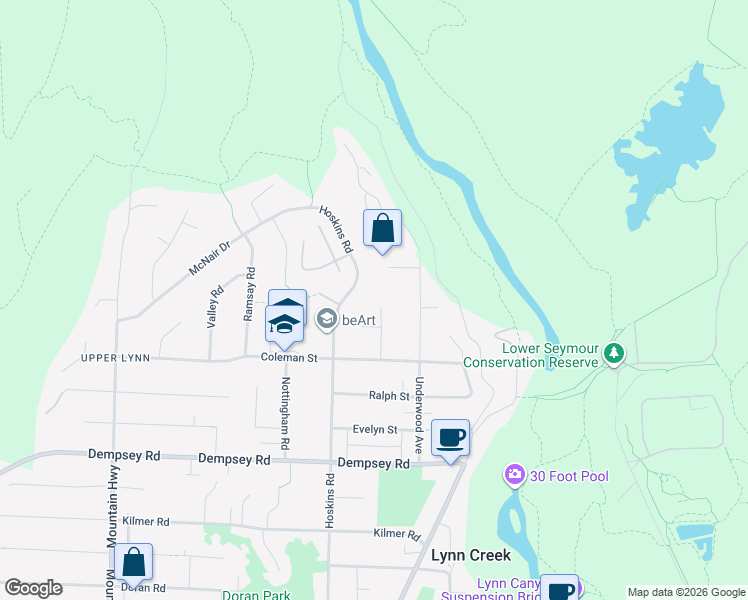 map of restaurants, bars, coffee shops, grocery stores, and more near 4605 Prime Street in North Vancouver