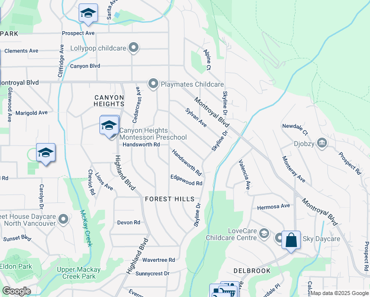 map of restaurants, bars, coffee shops, grocery stores, and more near 749 Winona Avenue in North Vancouver