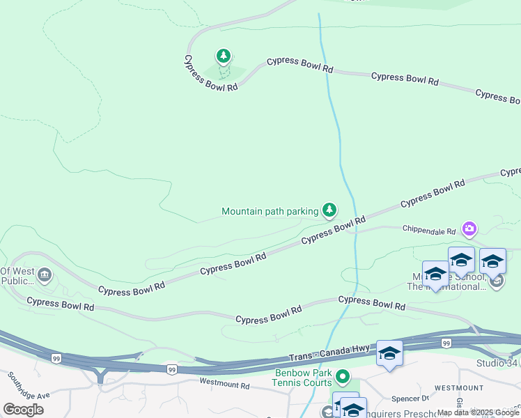 map of restaurants, bars, coffee shops, grocery stores, and more near 3299 Chippendale Road in West Vancouver