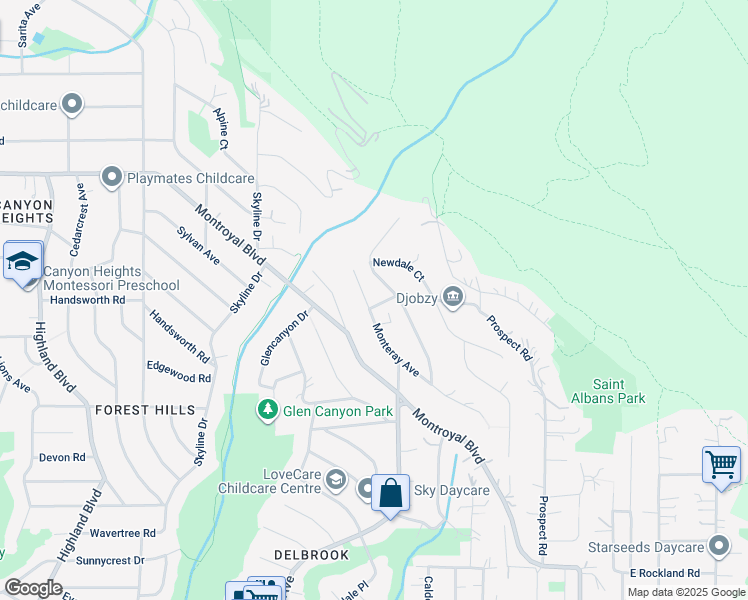 map of restaurants, bars, coffee shops, grocery stores, and more near 442 Monteray Avenue in North Vancouver