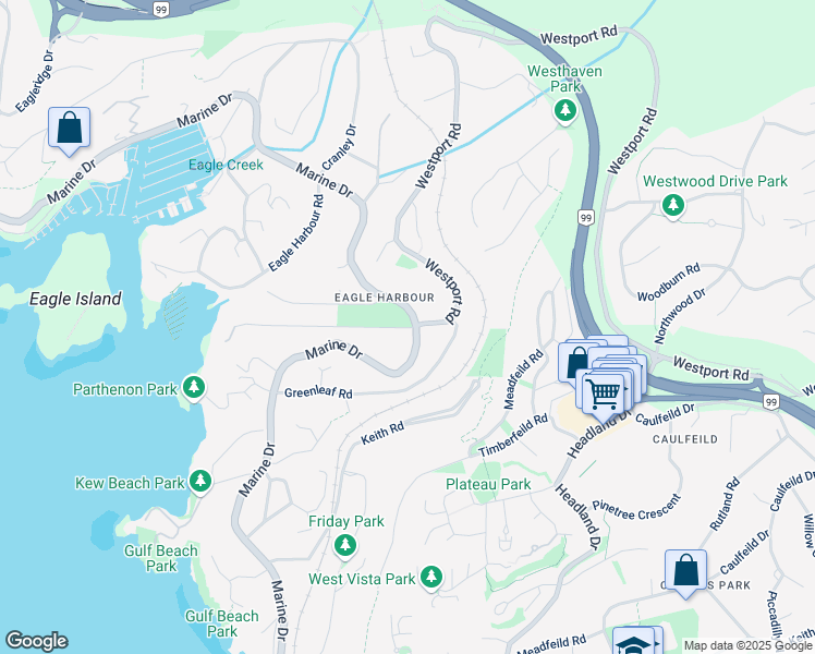 map of restaurants, bars, coffee shops, grocery stores, and more near 5577 Gallagher Place in West Vancouver
