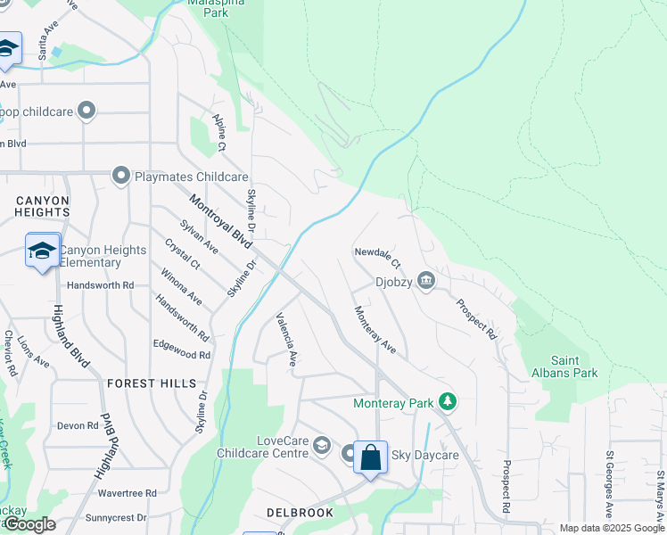 map of restaurants, bars, coffee shops, grocery stores, and more near 491 Monteray Avenue in North Vancouver