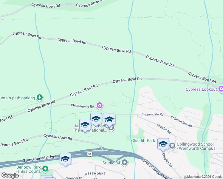 map of restaurants, bars, coffee shops, grocery stores, and more near 4140 Cypress Bowl Road in West Vancouver