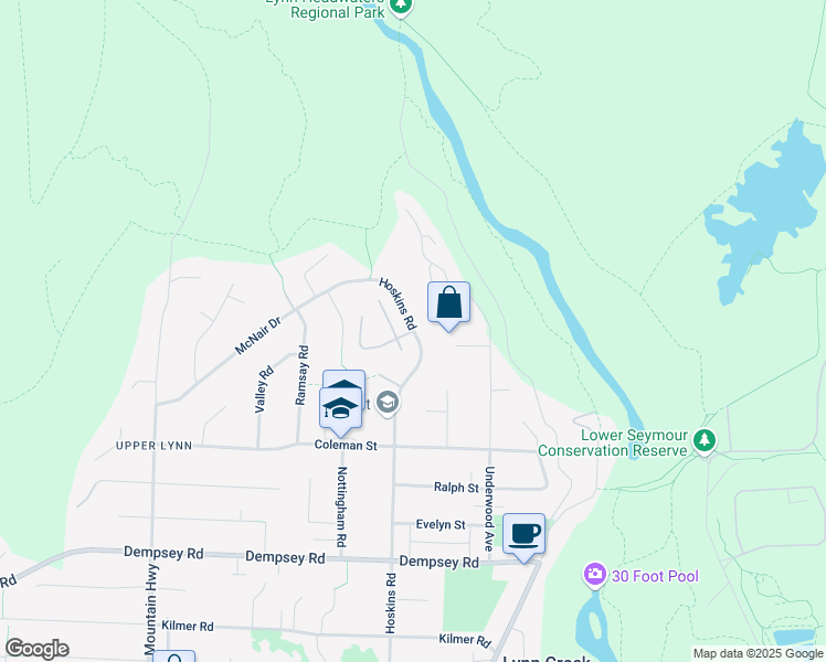 map of restaurants, bars, coffee shops, grocery stores, and more near 4773 Hoskins Road in North Vancouver
