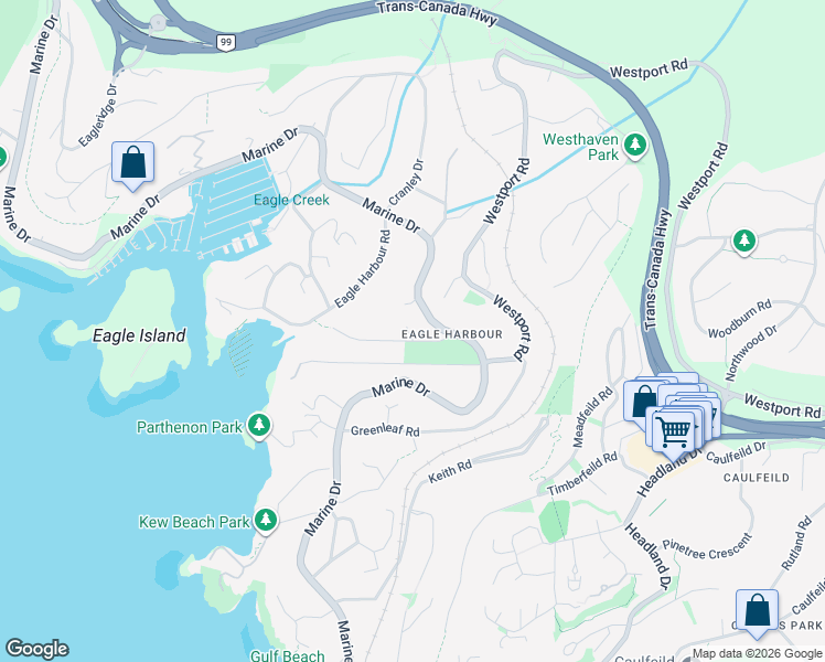 map of restaurants, bars, coffee shops, grocery stores, and more near 5651 Keith Road in West Vancouver