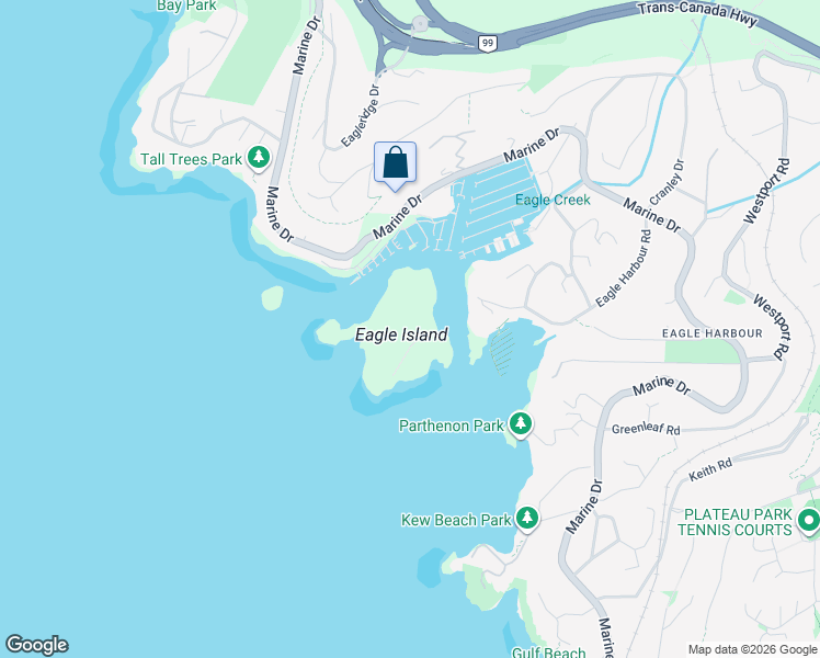 map of restaurants, bars, coffee shops, grocery stores, and more near 5851 EAGLE Island in West Vancouver