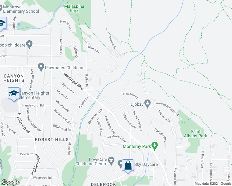 map of restaurants, bars, coffee shops, grocery stores, and more near 498 Monteray Avenue in North Vancouver
