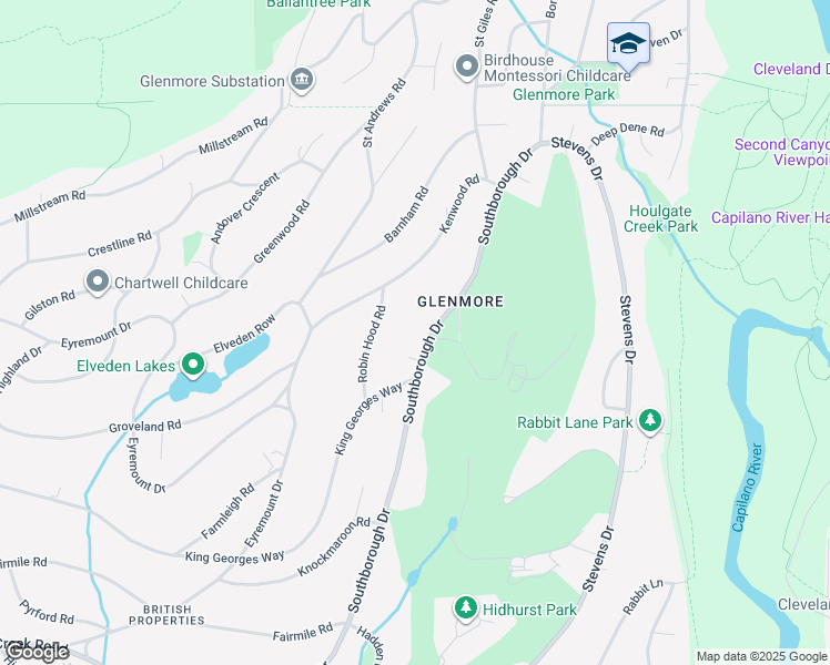 map of restaurants, bars, coffee shops, grocery stores, and more near 437 Southborough Drive in West Vancouver
