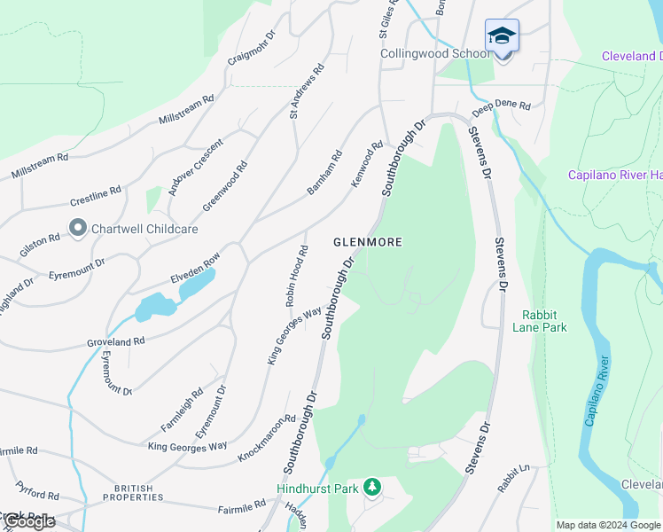 map of restaurants, bars, coffee shops, grocery stores, and more near 437 Southborough Drive in West Vancouver